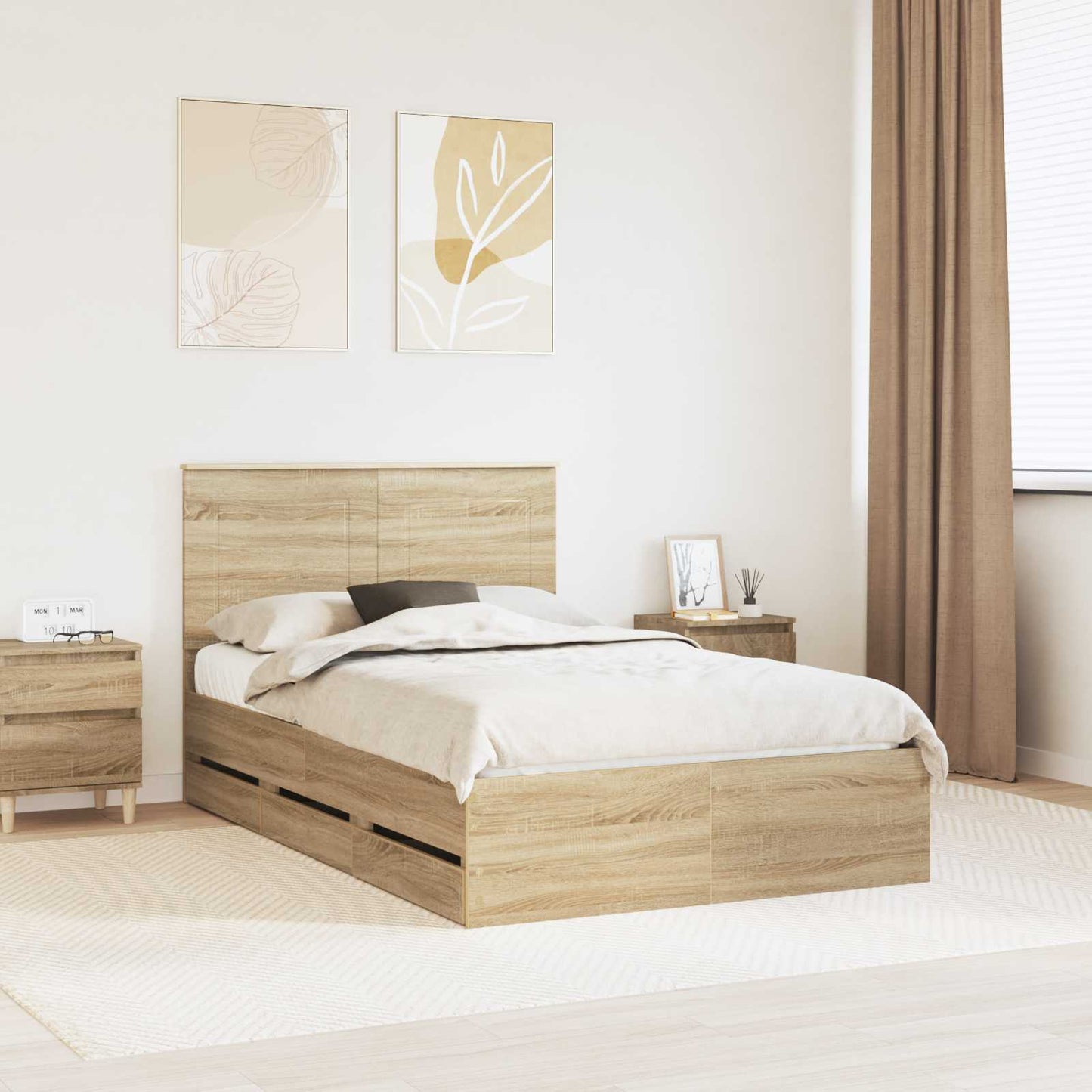 Struttura del letto con cassetto Rovere Sonoma 120 x 200 cm