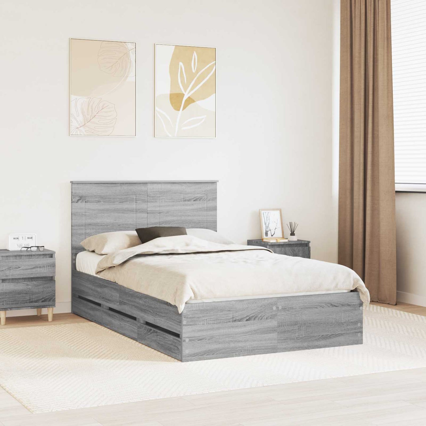 Struttura del letto con cassetto Grigio Sonoma 120 x 200 cm