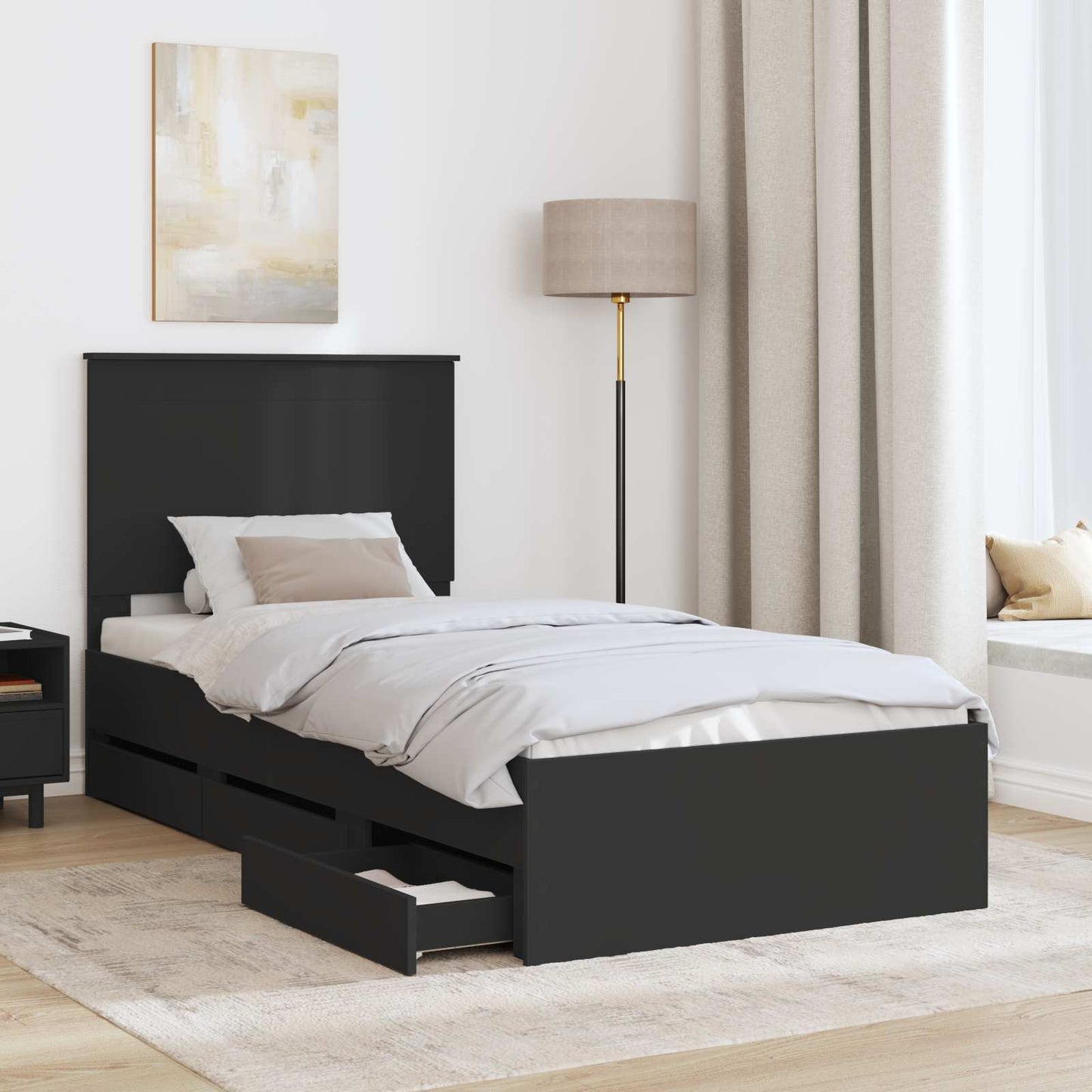 Struttura del letto Nero 100 x 200 cm Legno Ingegnerizzato