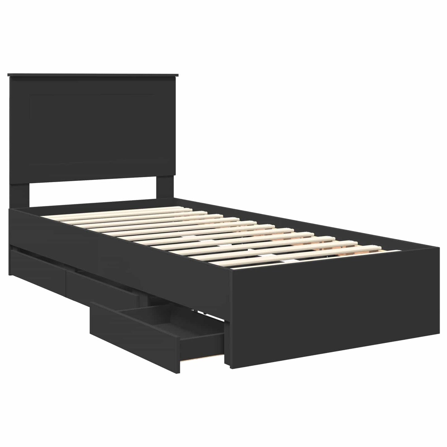 Struttura del letto Nero 100 x 200 cm Legno Ingegnerizzato