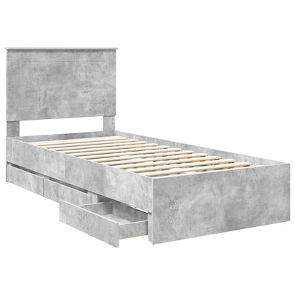 Struttura del letto con cassetto Grigio cemento 100 x 200 cm