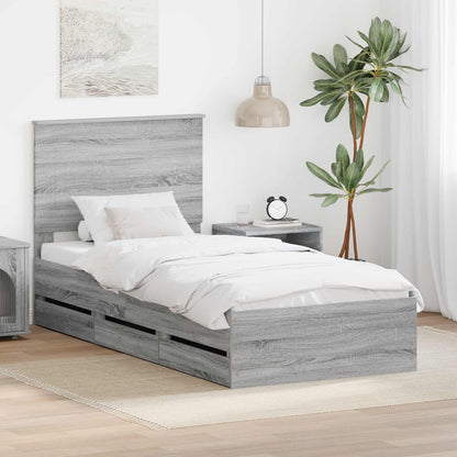Struttura del letto con cassetto Grigio Sonoma 100 x 200 cm