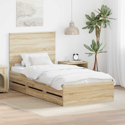 Struttura del letto con cassetto Rovere Sonoma 90 x 190 cm