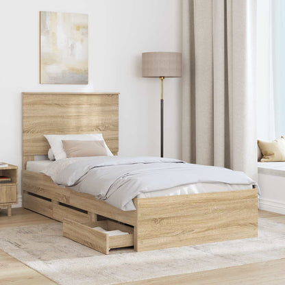 Struttura del letto con cassetto Rovere Sonoma 90 x 190 cm