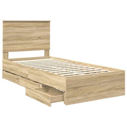 Struttura del letto con cassetto Rovere Sonoma 90 x 190 cm