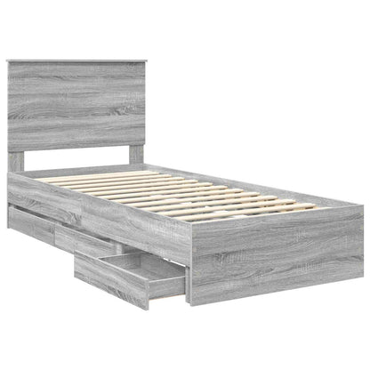 Struttura del letto con cassetto Grigio Sonoma 90 x 200 cm