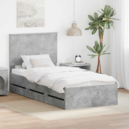 Struttura del letto con cassetto Grigio cemento 75 x 190 cm