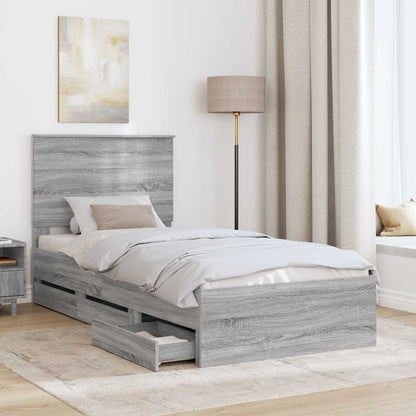 Struttura del letto con cassetto Grigio Sonoma 75 x 190 cm