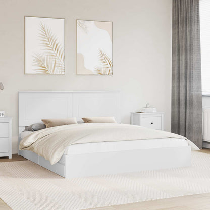 Letto con Contenitore Bianco 200 x 200 cm Legno multistrato