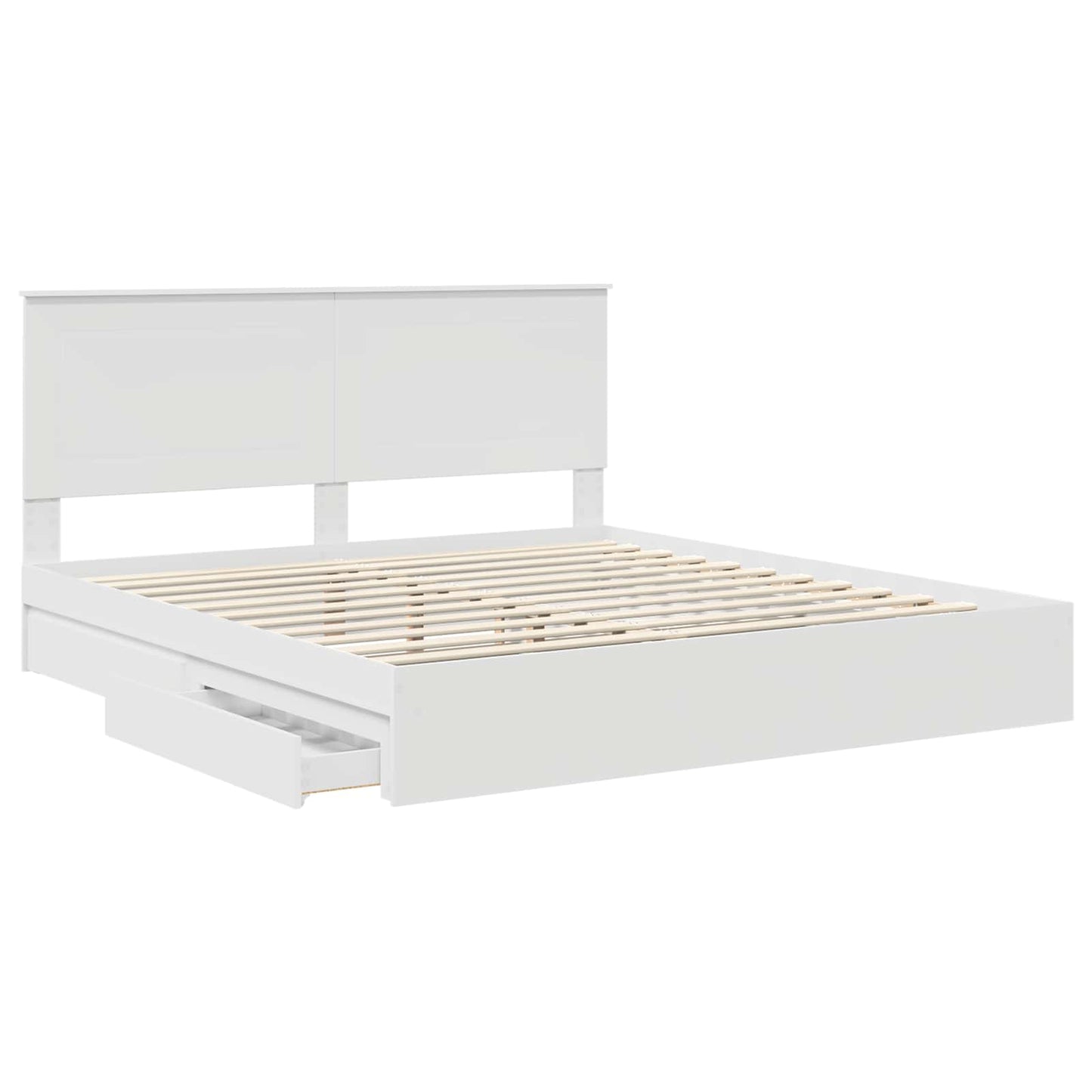 Letto con Contenitore Bianco 200 x 200 cm Legno multistrato