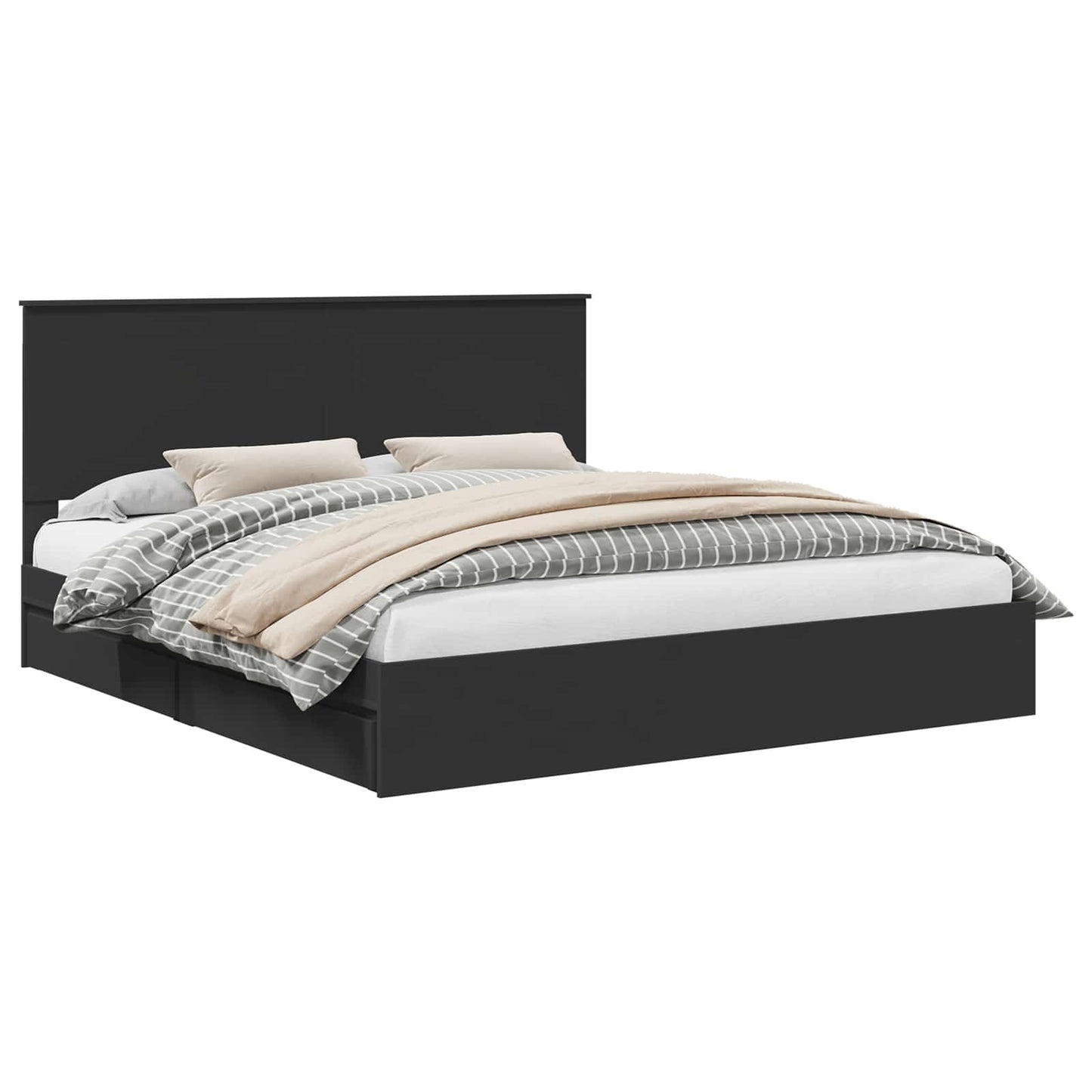 Letto con Contenitore Nero 200 x 200 cm Legno multistrato