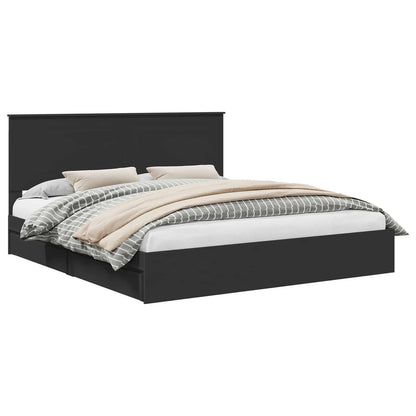 Letto con Contenitore Nero 200 x 200 cm Legno multistrato