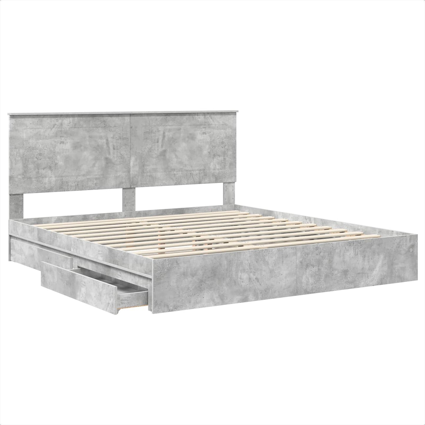 Letto con Contenitore con testiera Grigio cemento 200 x 200 cm
