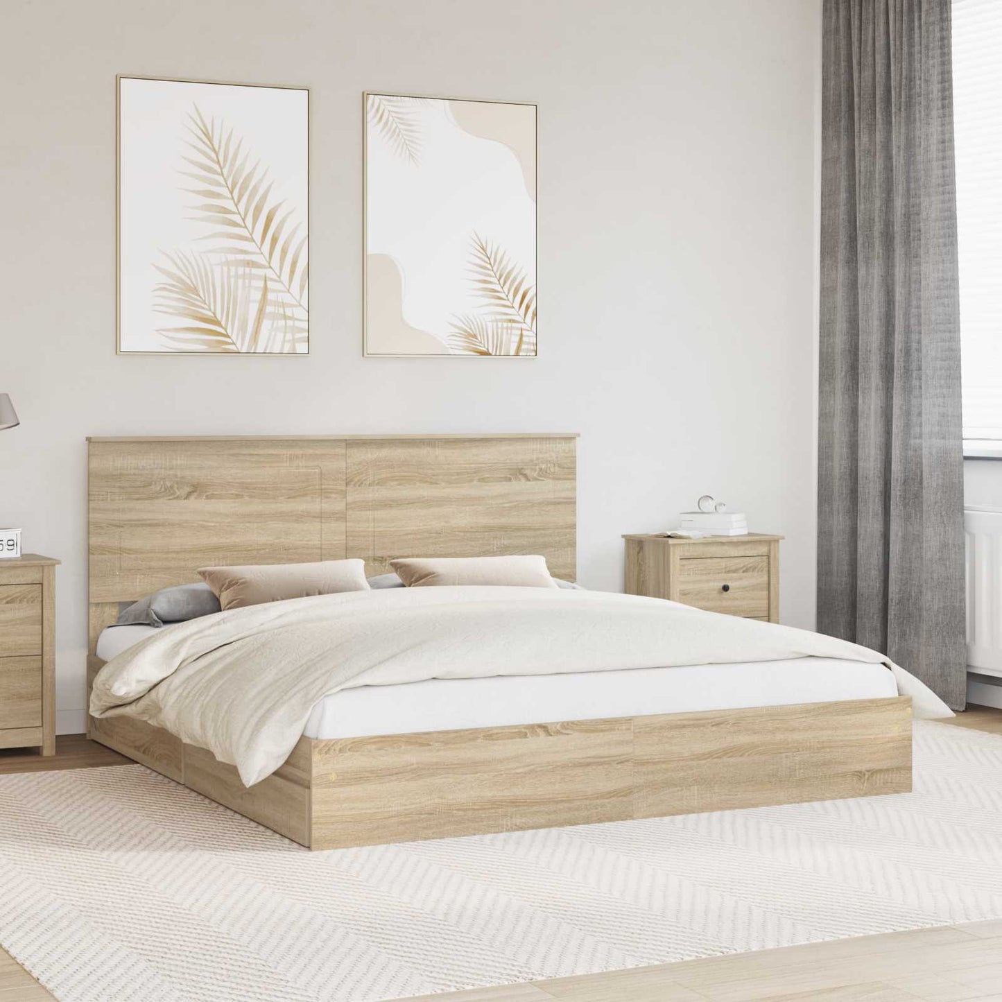 Letto con Contenitore con testiera Rovere Sonoma 180 x 200 cm
