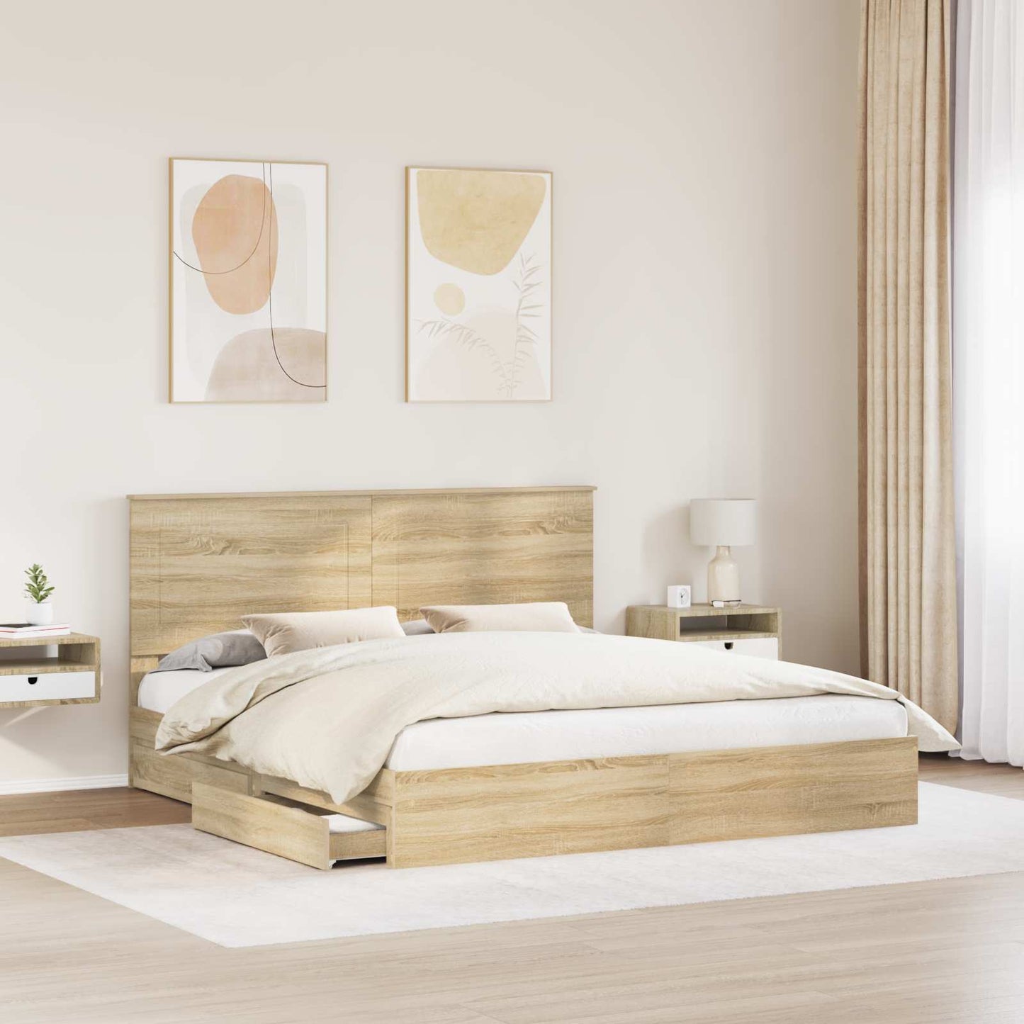 Letto con Contenitore con testiera Rovere Sonoma 180 x 200 cm