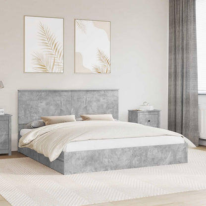Letto con Contenitore con testiera Grigio cemento 180 x 200 cm