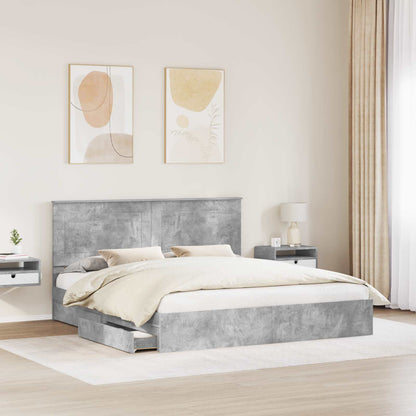 Letto con Contenitore con testiera Grigio cemento 180 x 200 cm