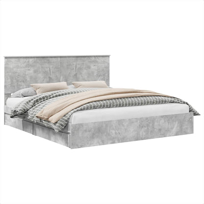 Letto con Contenitore con testiera Grigio cemento 180 x 200 cm