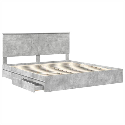 Letto con Contenitore con testiera Grigio cemento 180 x 200 cm