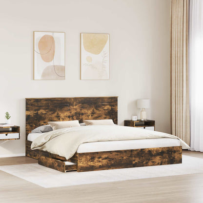 Letto con Contenitore con testiera Rovere fumÃ© 180 x 200 cm