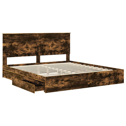 Letto con Contenitore con testiera Rovere fumÃ© 180 x 200 cm