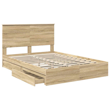 Letto con Contenitore con testiera Rovere Sonoma 160 x 200 cm