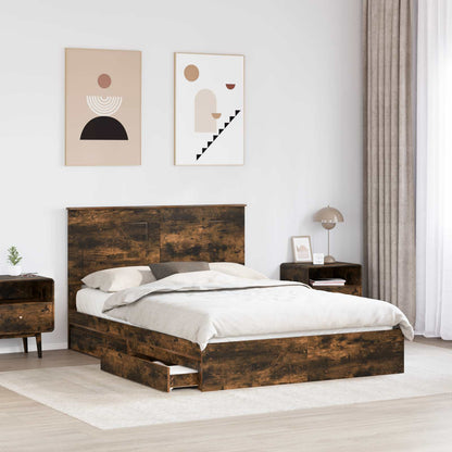 Letto con Contenitore con testiera Rovere fumÃ© 160 x 200 cm