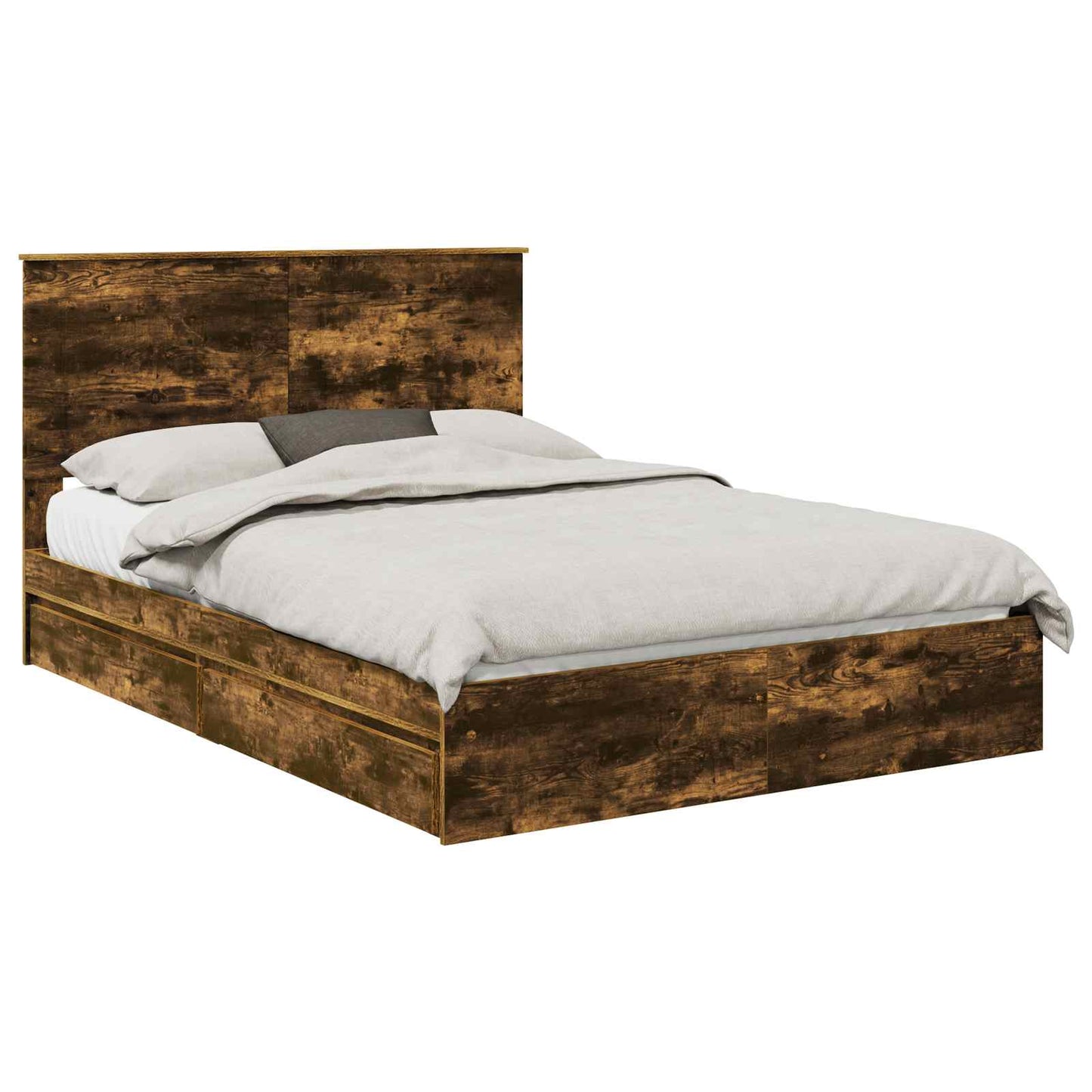 Letto con Contenitore con testiera Rovere fumÃ© 160 x 200 cm
