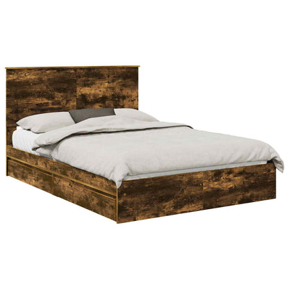Letto con Contenitore con testiera Rovere fumÃ© 160 x 200 cm