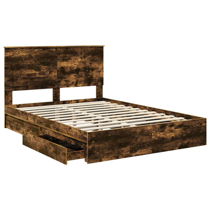 Letto con Contenitore con testiera Rovere fumÃ© 160 x 200 cm