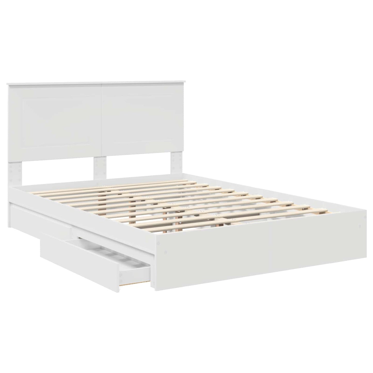 Letto con Contenitore Bianco 150 x 200 cm Legno multistrato
