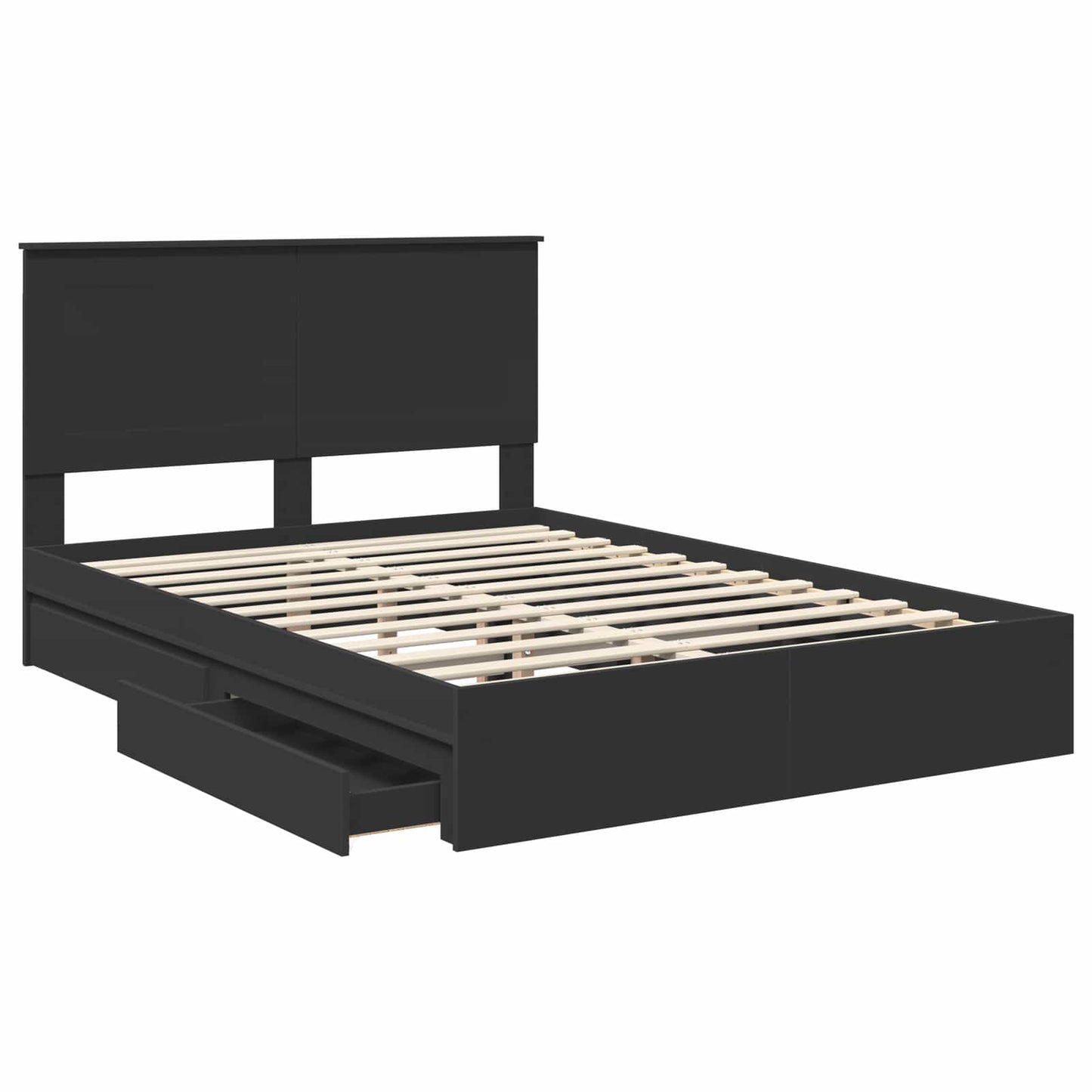 Letto con Contenitore Nero 150 x 200 cm Legno multistrato