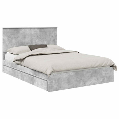 Letto con Contenitore con testiera Grigio cemento 150 x 200 cm