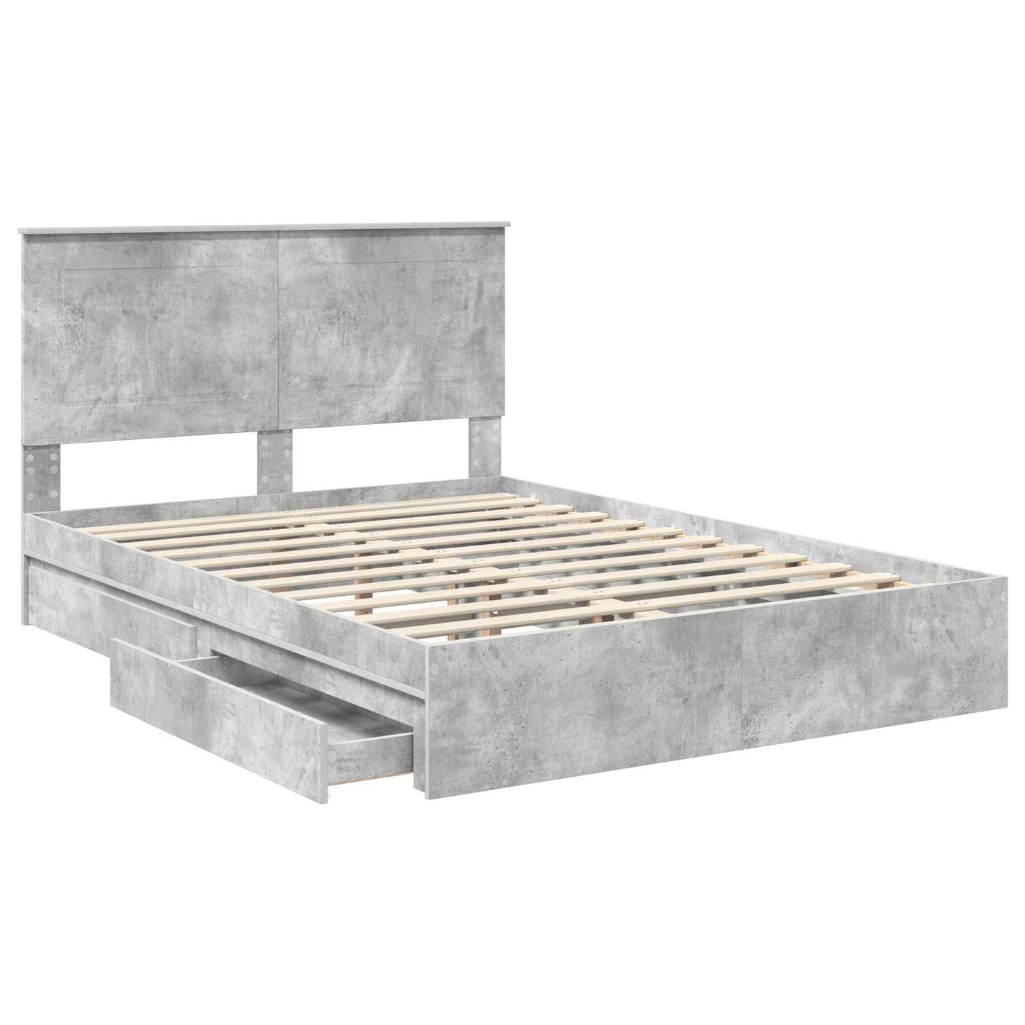 Letto con Contenitore con testiera Grigio cemento 150 x 200 cm
