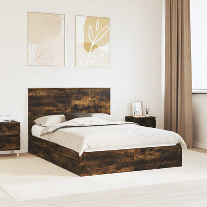 Letto con Contenitore con testiera Rovere fumÃ© 150 x 200 cm