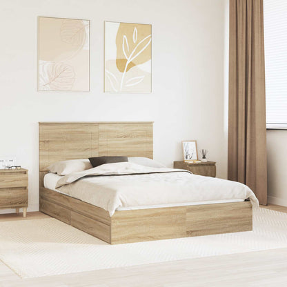 Letto con Contenitore con testiera Rovere Sonoma 140 x 190 cm
