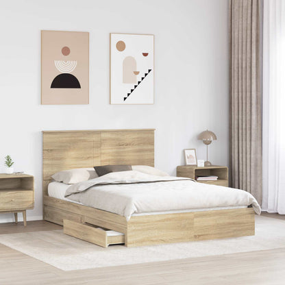 Letto con Contenitore con testiera Rovere Sonoma 140 x 200 cm
