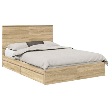 Letto con Contenitore con testiera Rovere Sonoma 140 x 200 cm