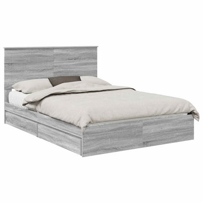 Letto con Contenitore con testiera Grigio Sonoma 140 x 200 cm