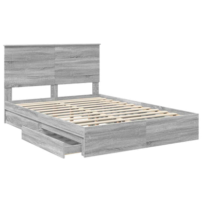 Letto con Contenitore con testiera Grigio Sonoma 140 x 200 cm