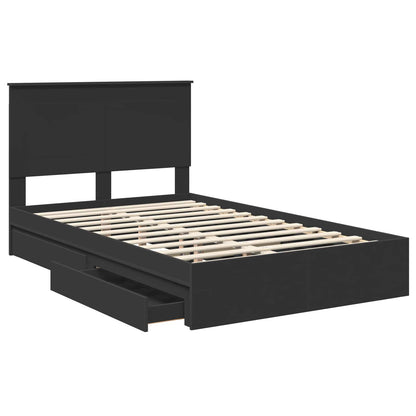 Letto con Contenitore Nero 135 x 190 cm Legno multistrato