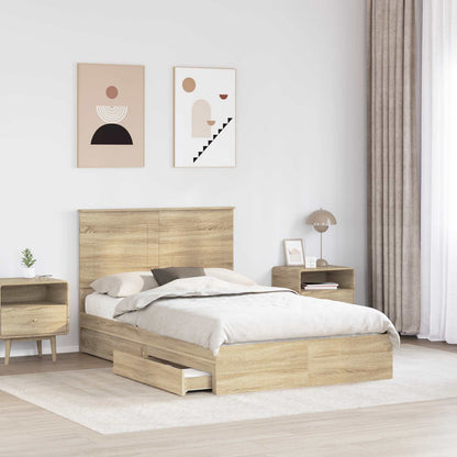 Letto con Contenitore con testiera Rovere Sonoma 135 x 190 cm