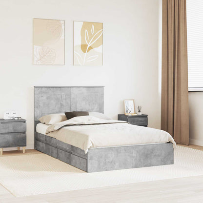 Letto con Contenitore con testiera Grigio cemento 135 x 190 cm