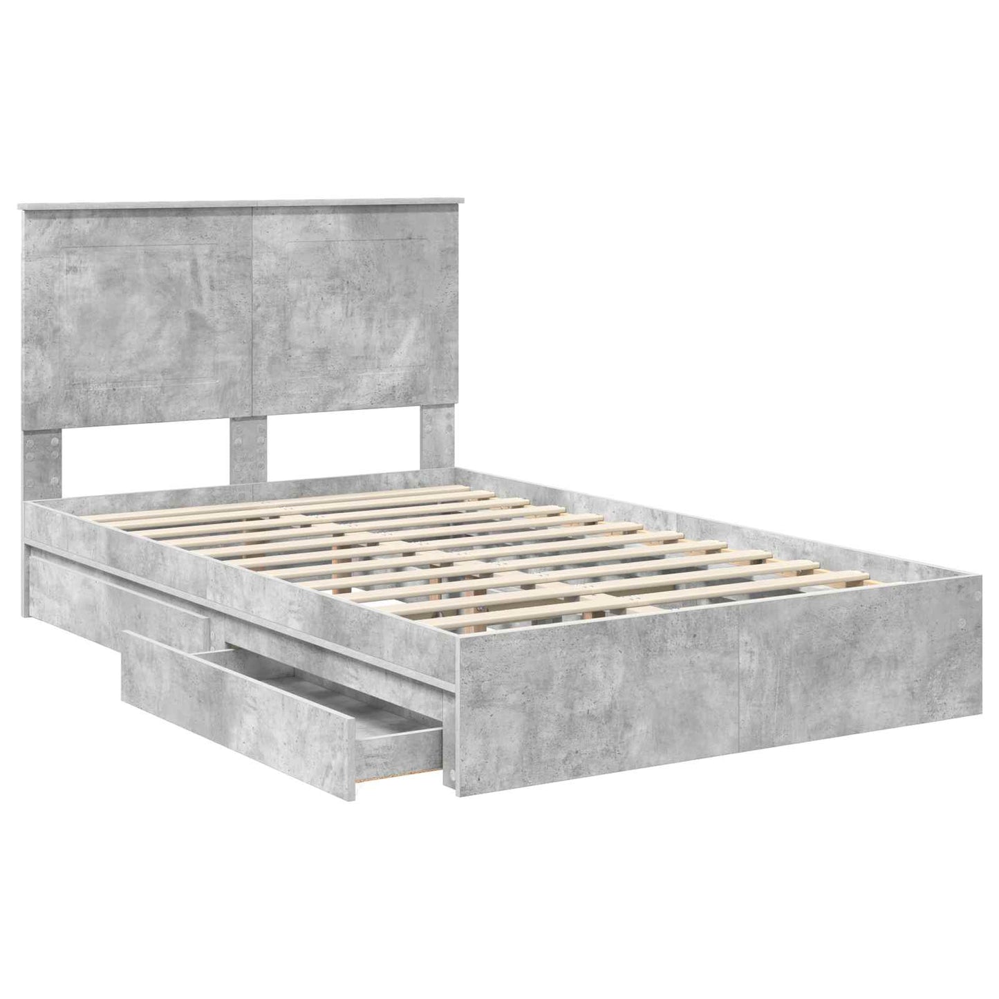 Letto con Contenitore con testiera Grigio cemento 135 x 190 cm