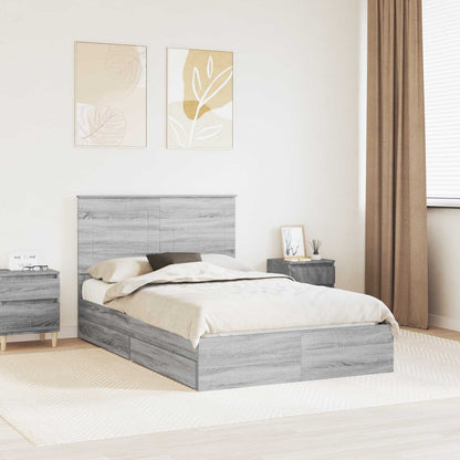 Letto con Contenitore con testiera Grigio Sonoma 135 x 190 cm