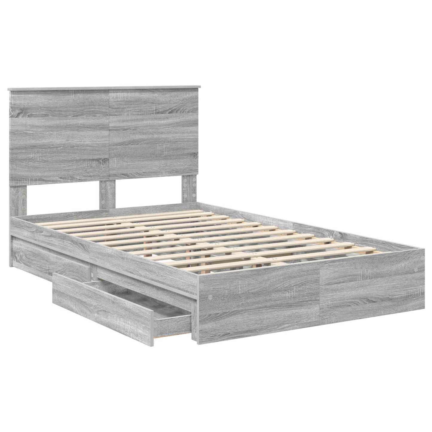 Letto con Contenitore con testiera Grigio Sonoma 135 x 190 cm