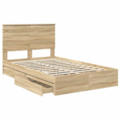 Letto con Contenitore con testiera Rovere Sonoma 120 x 190 cm