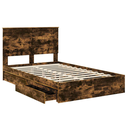 Letto con Contenitore con testiera Rovere fumÃ© 120 x 190 cm