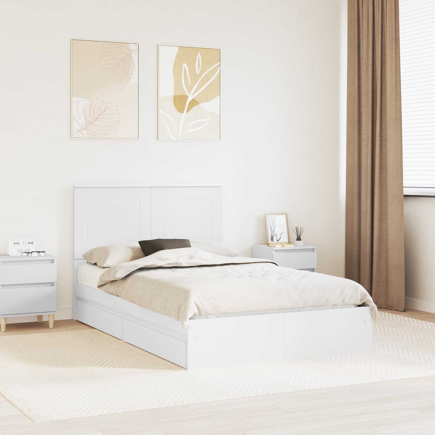 Letto con Contenitore Bianco 120 x 200 cm Legno multistrato