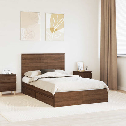 Letto con Contenitore con testiera Rovere Marrone 120 x 200 cm